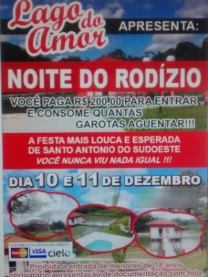 Promotoria impede realização de rodízio de mulheres em Santo Antonio do Sudoeste