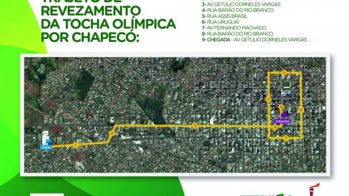 Definido o trajeto do revezamento da Tocha Olímpica em Chapecó