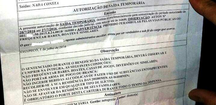 DOIS DETENTOS EM SAÍDA TEMPORÁRIA SÃO FLAGRADOS PELA PM ENTRANDO EM UMA CASA NOTURNA DE CHAPECÓ