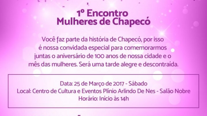 Dia da Mulher: programação especial neste sábado em Chapecó