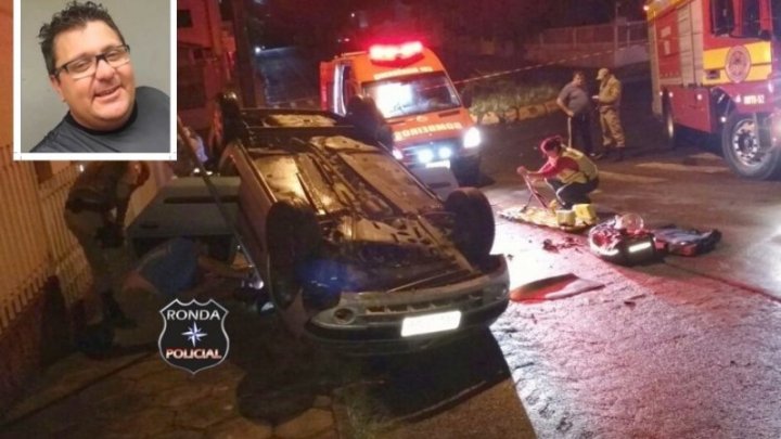 Humorista Pilha fica ferido após capotar veículo em Xaxim