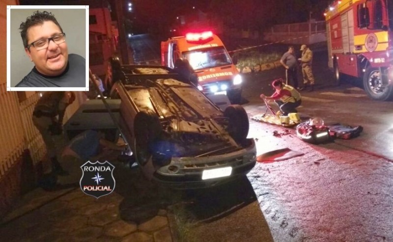 Humorista Pilha fica ferido após capotar veículo em Xaxim