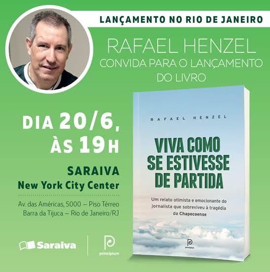 Rafael Henzel único jornalista sobrevivente do voo 2933 da LaMia lança livro em SP
