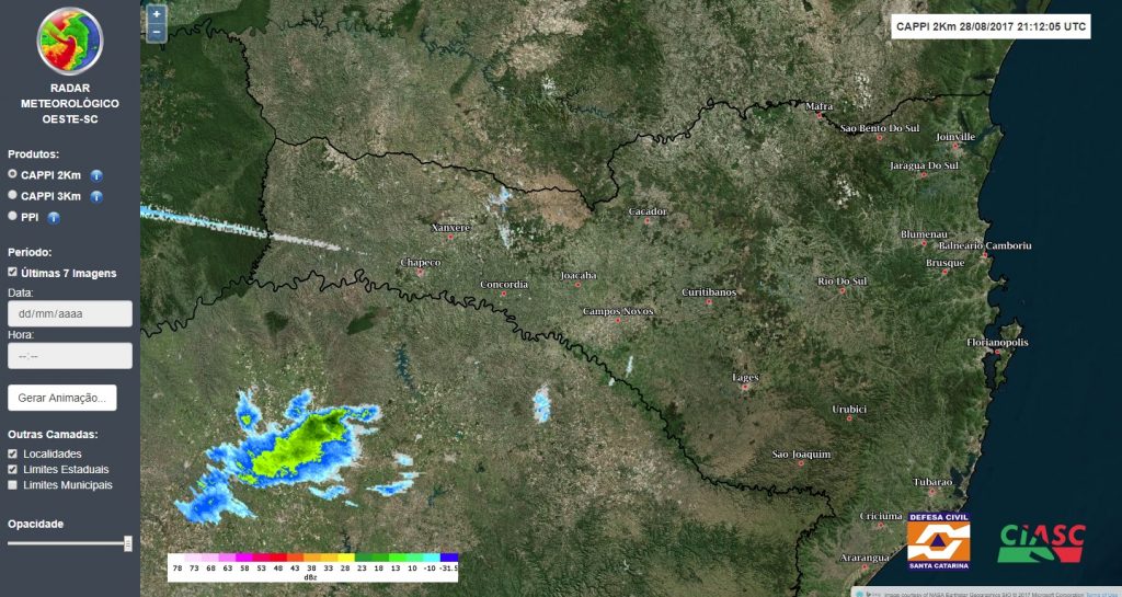 Novo radar de Chapecó já está funcionando – Veja imagens em tempo real Clima no Oeste SC