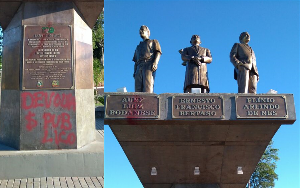 MONUMENTO “100 ANOS DE CHAPECÓ” É PICHADO