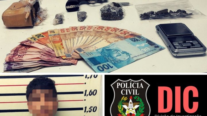 JOVEM É PRESO POR TRÁFICO DE DROGAS E POSSE ILEGAL DE ARMA DE FOGO