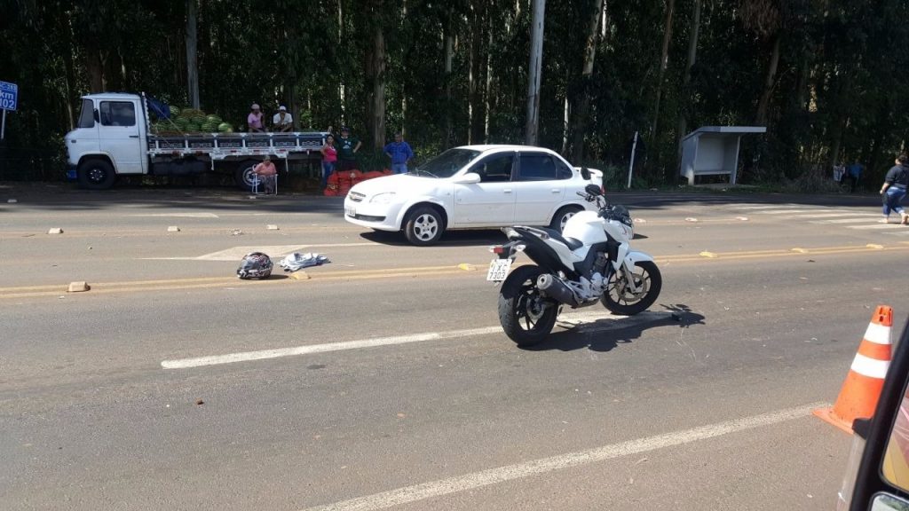 Acidente entre carro e moto na SC 283 próximo antiga Bondio