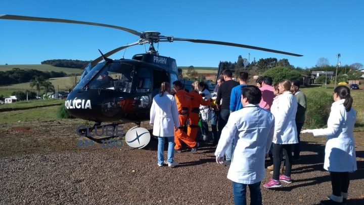 Helicóptero transfere vitima em estado grave após acidente de trabalho em São Domingos