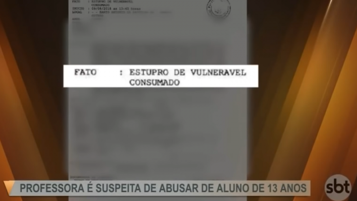 Professora é suspeita de estuprar aluno de 13 anos