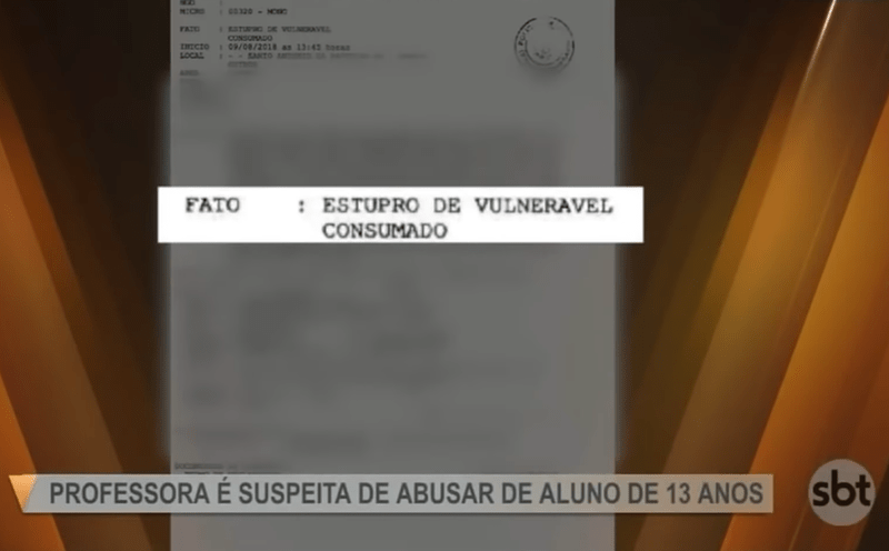 Professora é suspeita de estuprar aluno de 13 anos