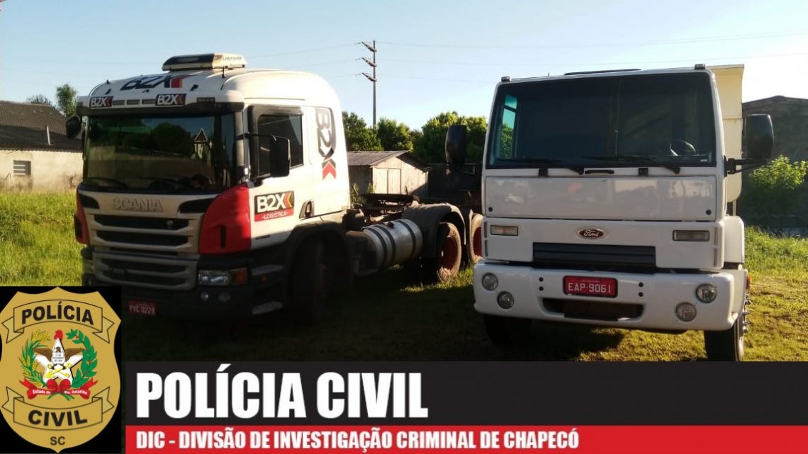 Dois caminhões roubados são recuperados pela Polícia Civil em Chapecó