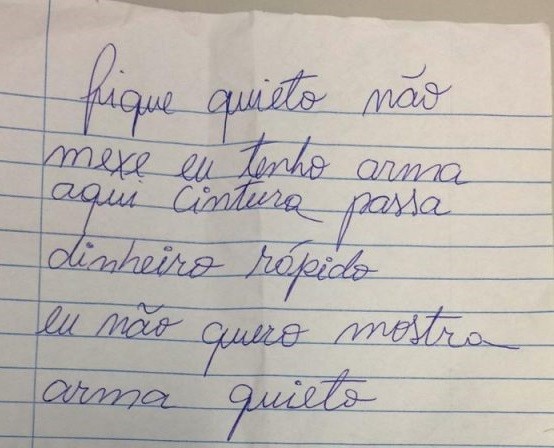 Surdo-mudo tenta assaltar posto de combustíveis com bilhete