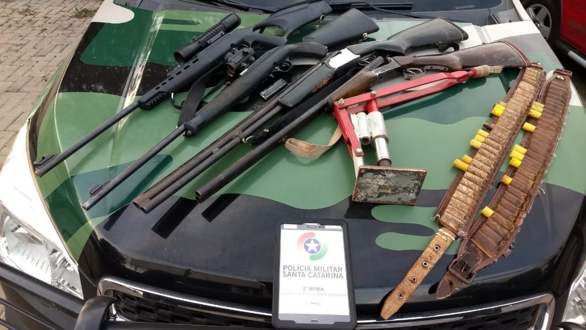 Homens são detidos por caça ilegal e posse armas de fogo no interior de Guatambu