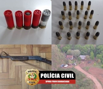 Polícia Civil e Militar cumprem mandados de busca e apreensão e prendem duas pessoas por posse irregular de arma de fogo e crime ambiental