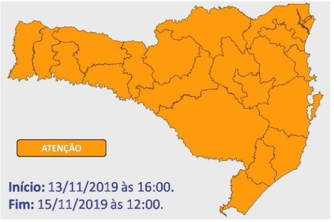 Defesa Civil alerta para temporais com granizo e raios no Oeste Catarinense