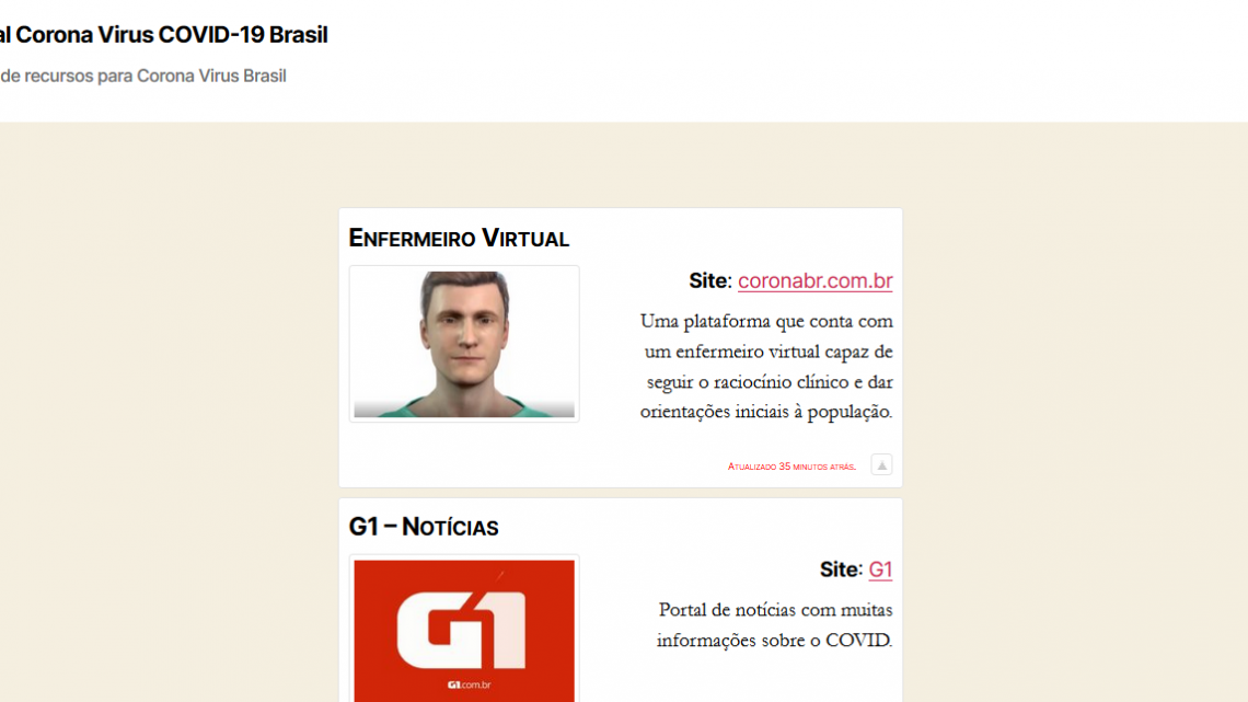 Site une recursos sobre o Coronavírus