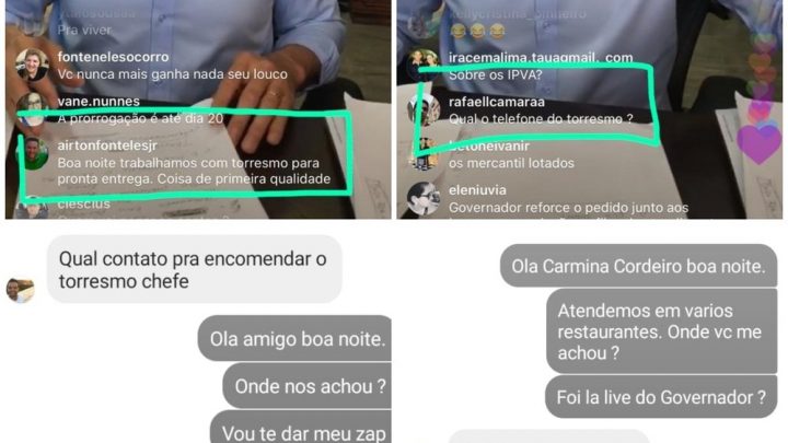 Vendedor anuncia torresmo em live de governador e aumenta suas vendas