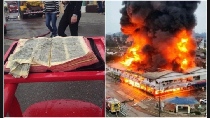 Bíblia resiste a incêndio que destruiu centro comercial em SC