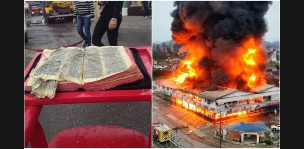 Bíblia resiste a incêndio que destruiu centro comercial em SC