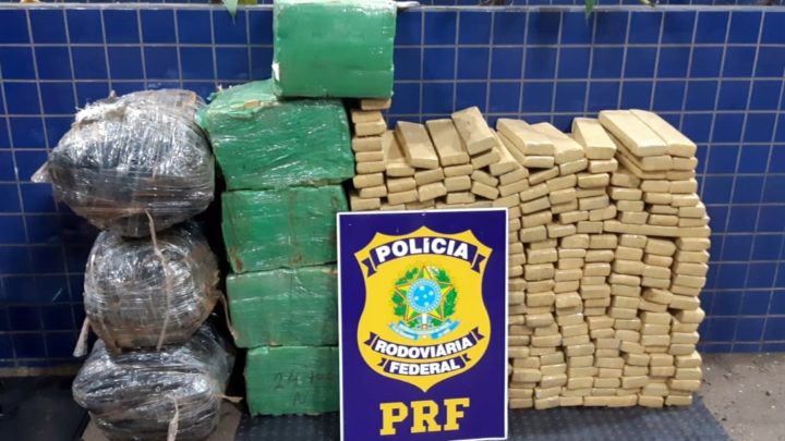 PRF apreende 370 quilos de maconha e skunk na BR-163 em Guaraciaba