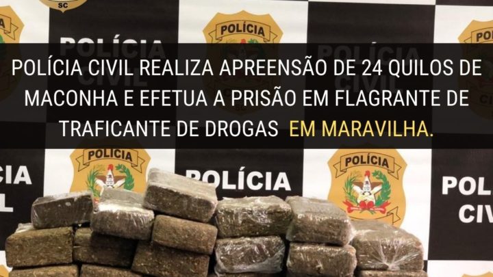 Polícia Civil apreende 24kg de maconha e prende em flagrante traficante de drogas em Maravilha