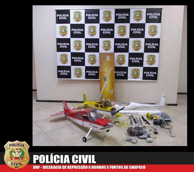 Polícia Civil de Chapecó recupera equipamentos de aeromodelismo avaliados em R$ 26.000