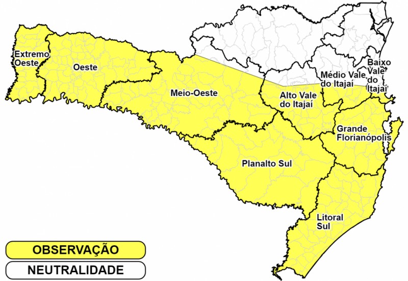 Defesa Civil alerta para temporais severos com riscos de estragos em SC