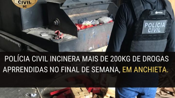 Polícia Civil incinera mais de 200 kg de drogas apreendidas no final de semana