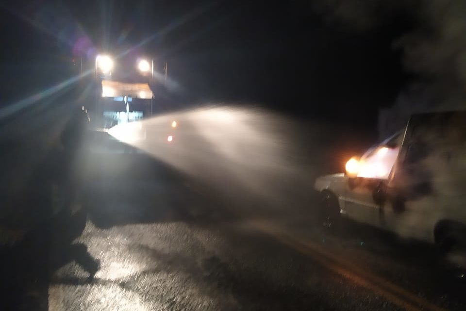 Veículo pega fogo na SC 482 entre Quilombo e Santiago do Sul