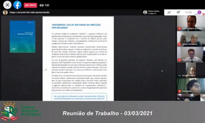 Câmara de Chapecó realiza reunião de trabalho on-line sobre tratamento precoce contra Covid-19