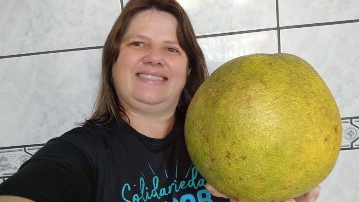 Fruta cítrica de 3 quilos é encontrada por moradora no quintal de casa em SC: ‘Me assustei’, diz