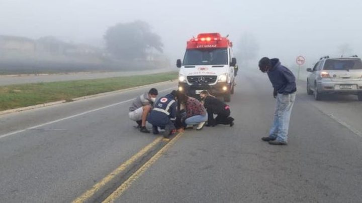 Homem se atira na frente de caminhão após matar esposa estrangulada em SC