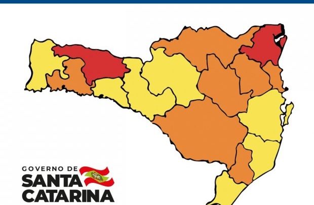 Estado de SC tem sete regiões em risco alto, sete em grave e duas em gravíssimo