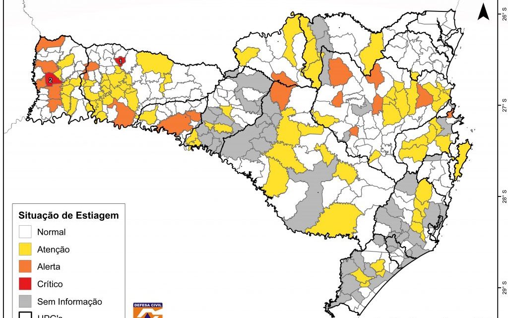 Boletim Integrado da Defesa Civil aponta agravamento da estiagem em SC