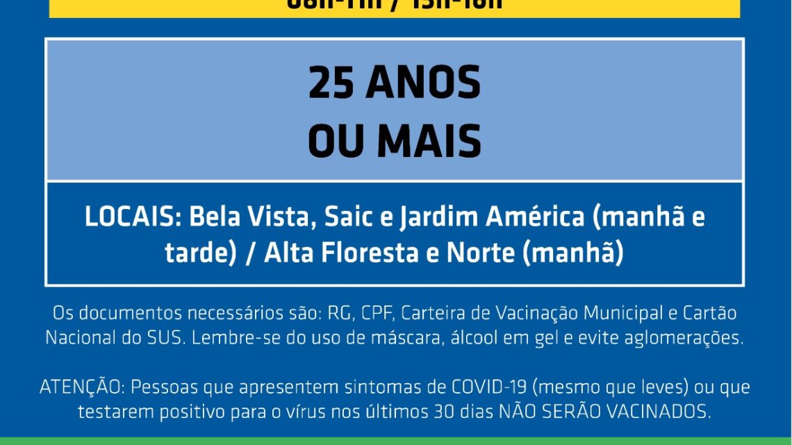 Chapecó abre agenda de vacinação para 25 anos