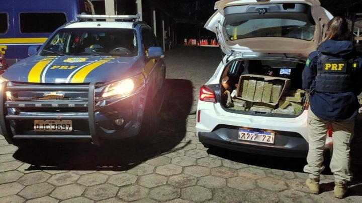 PRF flagra mais de 160 kg de maconha em porta-malas de automóvel na BR 480 em Chapecó