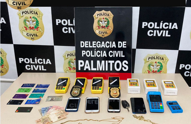 Polícia Civil de Palmitos prende em flagrante suspeitos da prática do crime de estelionato