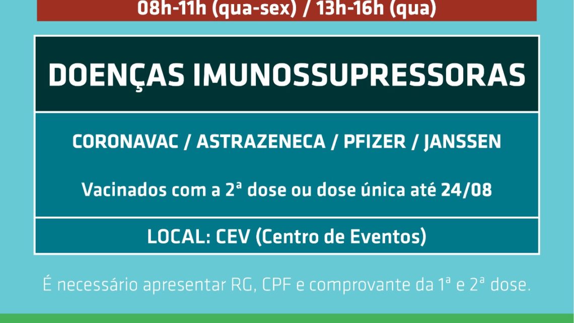 Chapecó abre reforço de vacina para pessoas com alto grau de imunossupressão