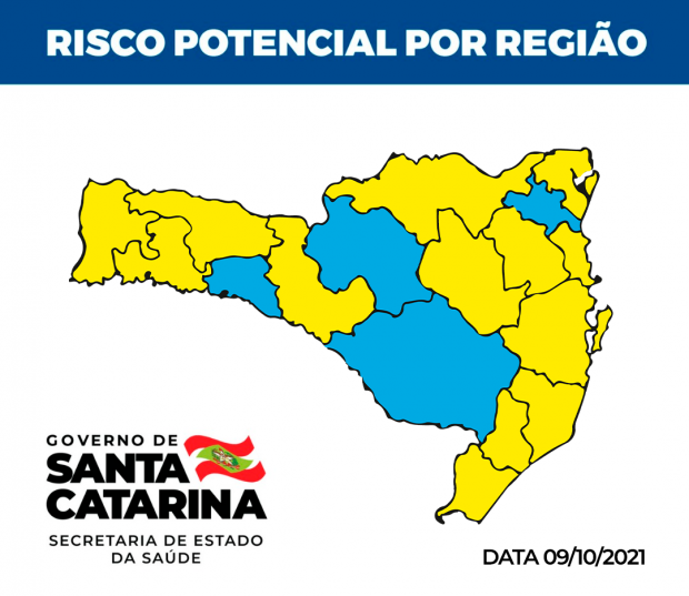 Matriz de Risco para Covid-19 em Santa Catarina aponta treze regiões no nível alto e quatro no nível moderado