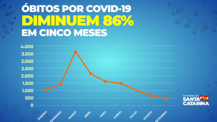 Mortes por Covid-19 diminuem 86% em cinco meses em SC