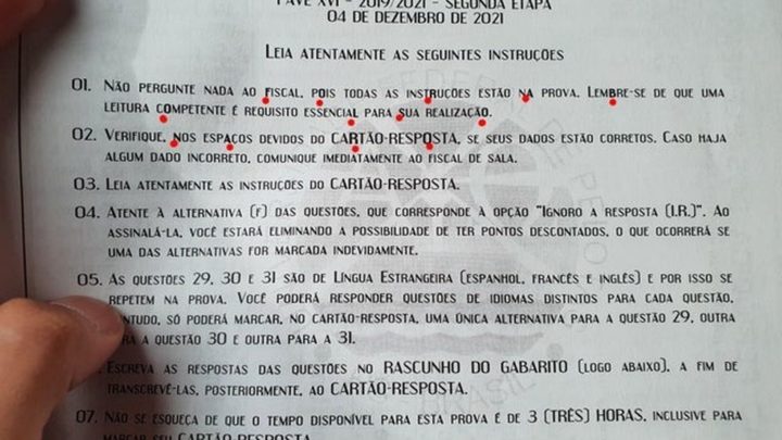 UFPel aplica prova com frase ‘Fora Bolsonaro’ formada em caracteres em negrito; universidade investiga