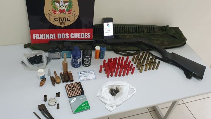 Ação conjunta resulta na apreensão de arma de fogo e munições em Faxinal dos Guedes