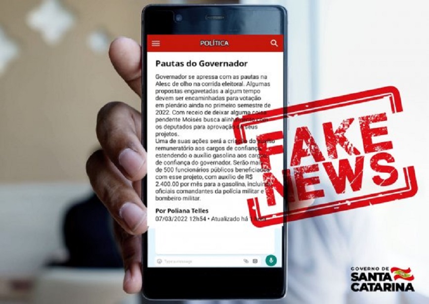 Governo do Estado é alvo de campanha de fake news via mensagens de celular