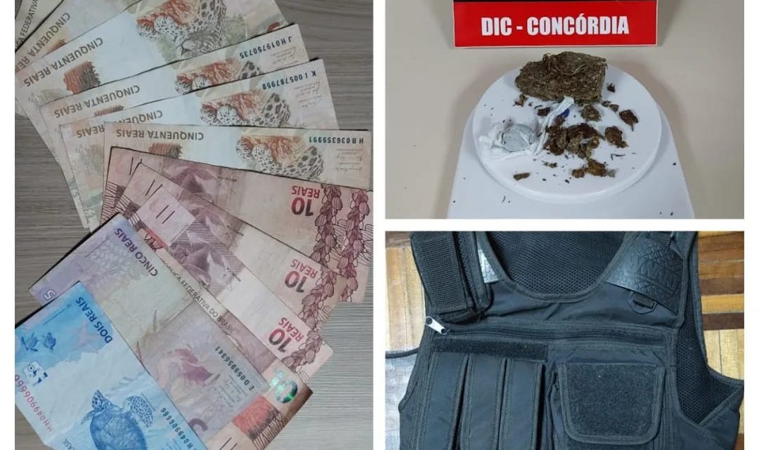 Vídeos: Polícia Civil apreende drogas, colete balístico, dinheiro e prende um suspeito em Concórdia