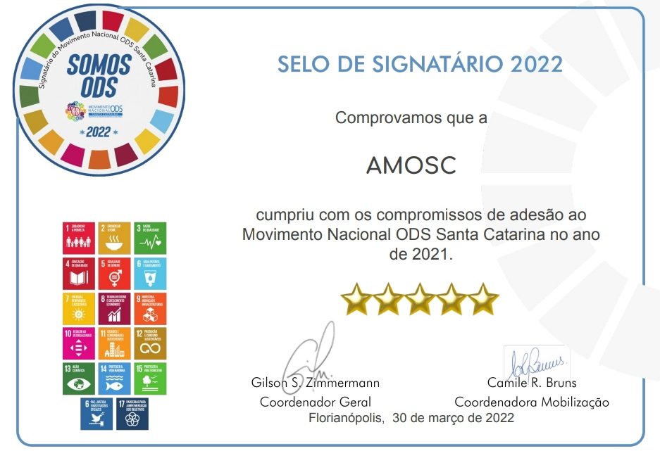 AMOSC recebe Selo de Desenvolvimento Sustentável 2022