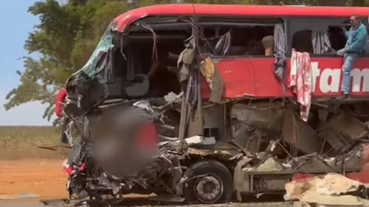 Colisão entre ônibus e carreta deixa 11 mortos na BR-163