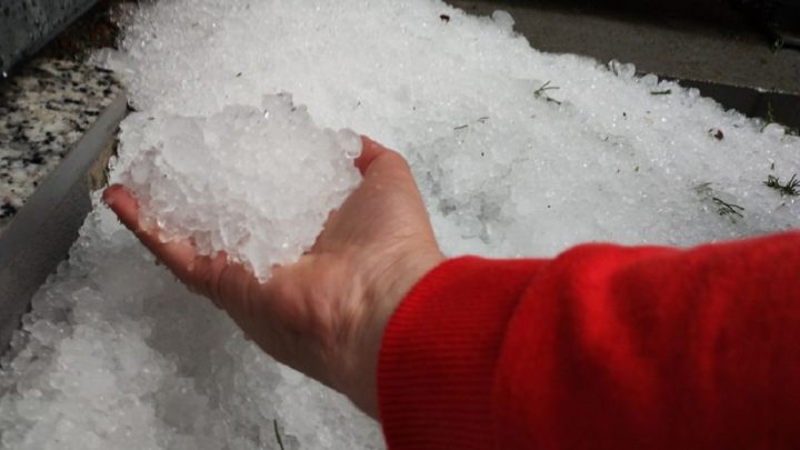 Forte chuva de granizo atinge Joaçaba