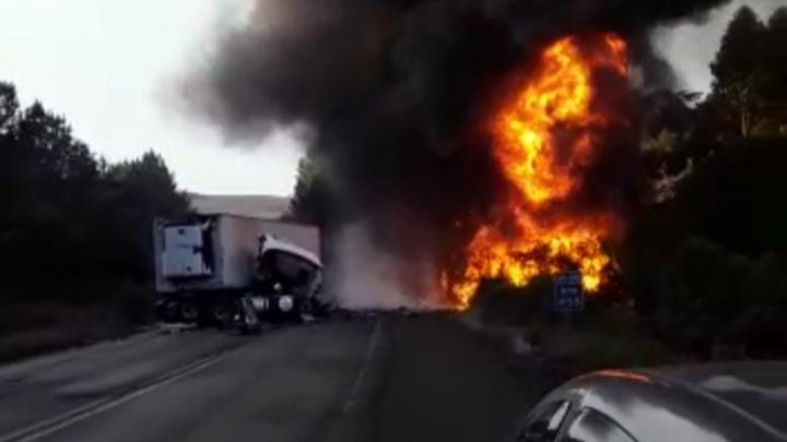 Vídeo: acidente com caminhão de combustível mata dois motoristas na BR-282
