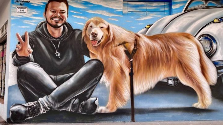 Artista homenageia Jesse e Shurastey em mural e escreve mensagem: “viver algo intenso”