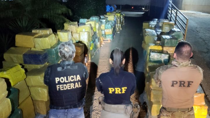 Ação conjunta PRF e PF fazem grande apreensão de maconha: quase 18 toneladas escondidas em carga de milho na BR 101 em SC